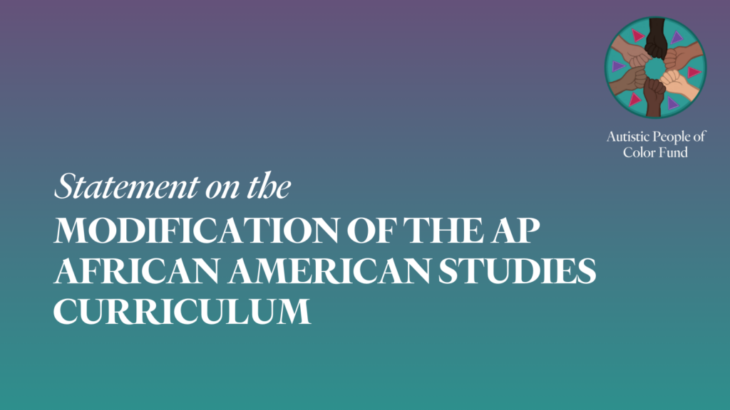 A graphic that says “Statement on the modification of the African American Studies curriculum”. 