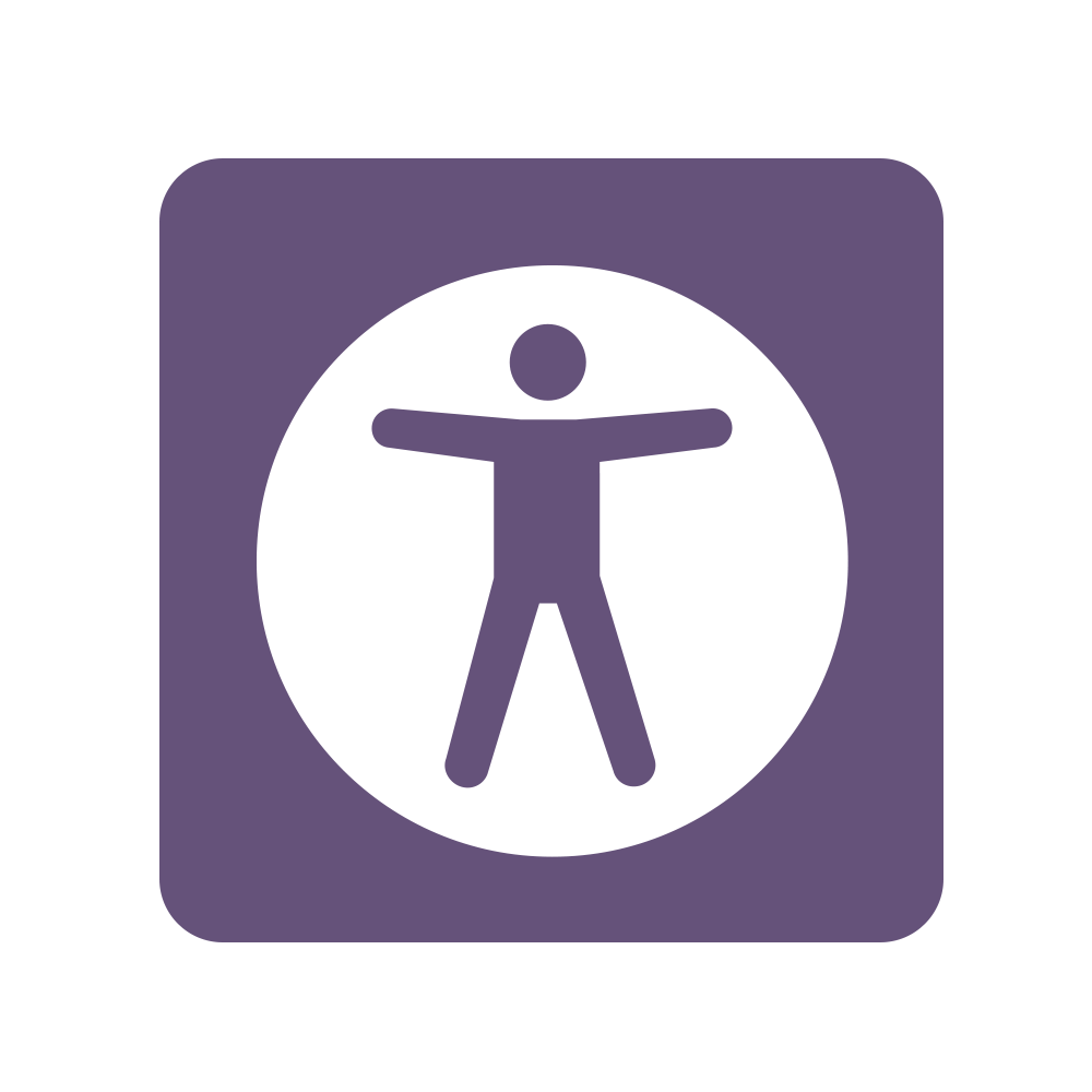 The accessibility symbol: a stick person with outstretched arms.